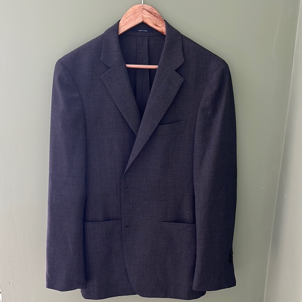Suitsupply Gray Unstructured Blazer | Cotton-Linen Blend | Notch Lapels | 38R